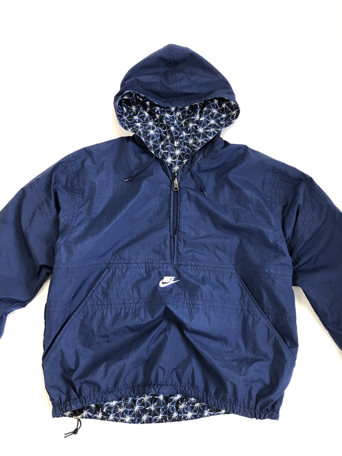 Vtg 90s NIKE Windbreaker Hood Zip Pull Over Jacket Size M Reversible ￼pattern image 8