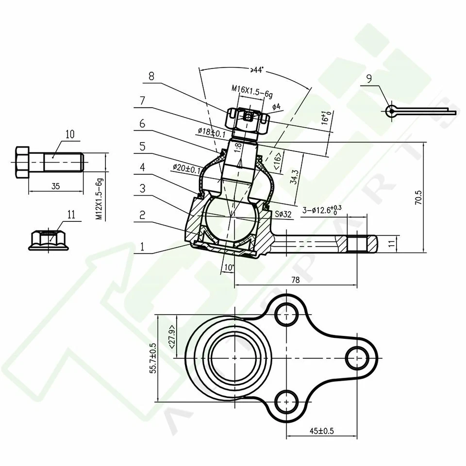 12pcs For Toyota Pickup RWD Tie Rods Center Link Ball Joints Sway Bars Idler Arm Foto 3 de 4