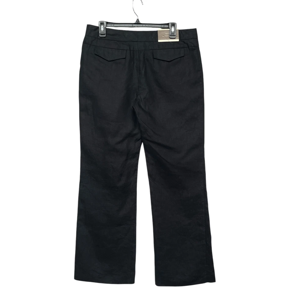 Pantalones de pierna ancha Merona para mujer talla 10 negros 100 % lino forrados con bolsillos nuevos con etiquetas Foto 4 de 4