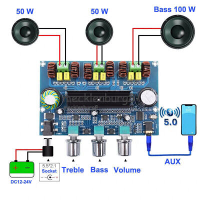 Neu 50W+100W TPA3116D2 Bluetooth 5.0 2.1 Channel Digital Power Amplifier Bo Z8I9