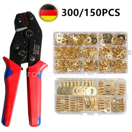 300-tlg Set Ringkabelschuhe Messing Crimp Ringösen Ringzungen Satz M3-M10 - Bild 1 von 15