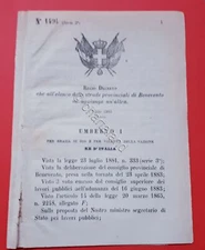 Decree Kingdom of Italy added road to the provincial list of Benevento - 1883