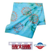 HavAHank BATIK Turquoise Blue TIE DYE BANDANA Head Neck Wrap Scarf Face Mask Emi