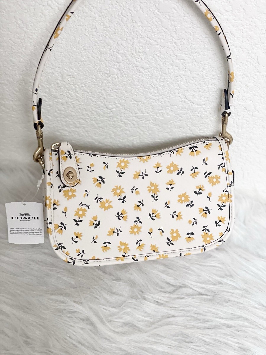COACH CR509 Swinger Bag 20 Floral Print Glovetanned Leather Chalk