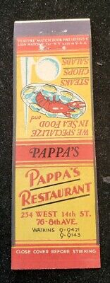 1939/40  NEW YORK WORLD'S FAIR MATCHBOOK "Pappa's Restaurant"  mb8