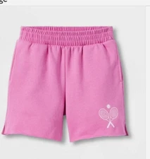 Art Class Girls Large (10-12) Tennis Graphic Sweat Shorts, Mauve New With Tags