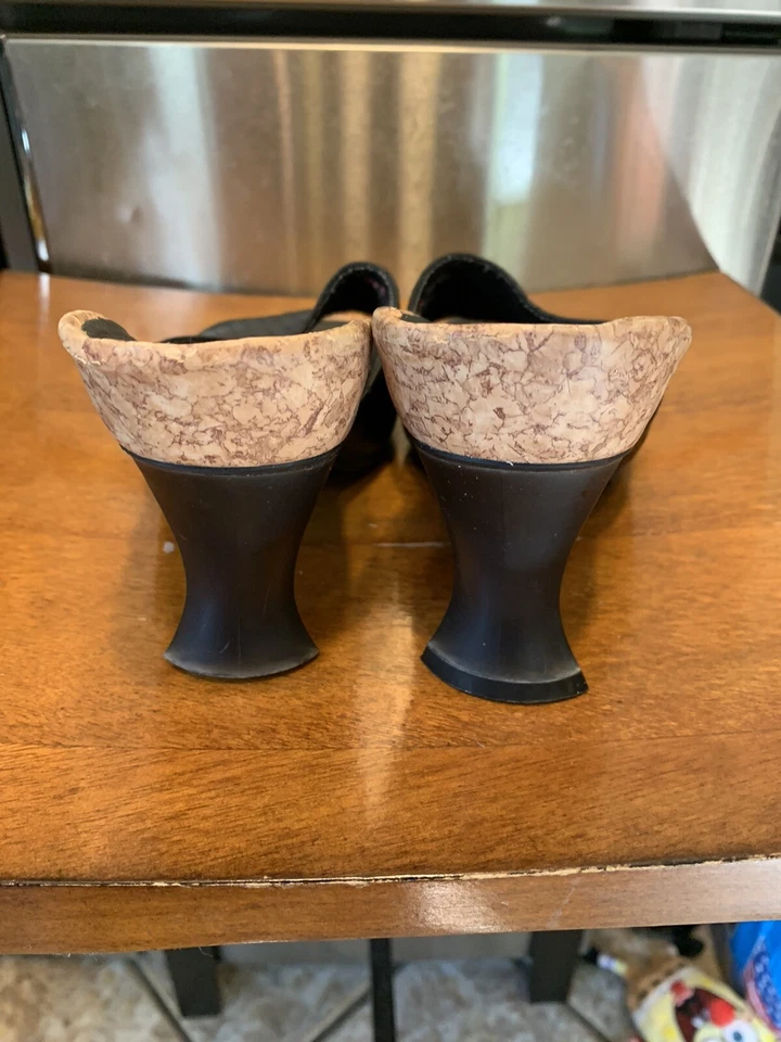 Diesel Mujer Tacones Cuadrados 4” Tacón de Corcho Resistente al Deslizamiento Cuero Negro Talla 7.5 Foto 3 de 4