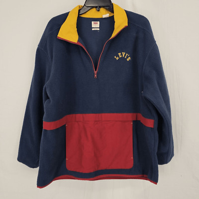 Levi's Men s Color Block Quarter Zip Anorak Fleece Sweatshirt Long Sleeve Size L
