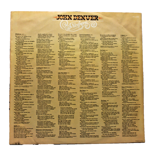 JOHN DENVER, WINDSONG, 1975 RCA RECORDS VINYL LP, AOL1-1183, ONE OWNER - Picture 5 of 7