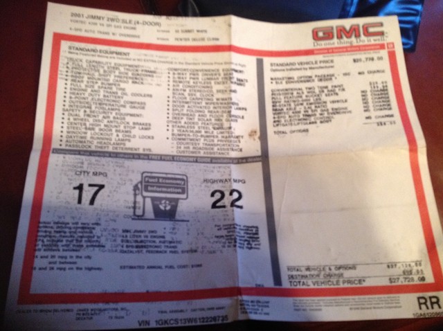 2001 gmc jimmy envoy owners manual | eBay