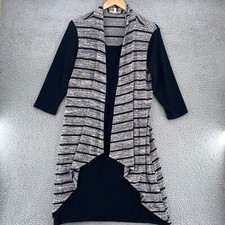 Haani Dress Womens 1X Black Striped Textured Knit Sweater Draped Layered Stretch