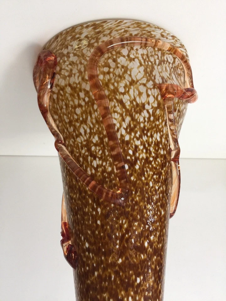 Murano Bavai Conicity Art Glass Brown Amber Pendant Light Shade 15 1/4" T x 8" D - Image 4 of 4