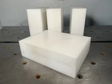 4 Acetal/Delrin Machinable Plastic Blocks, 2.1875” Thick, 7.25x5.5". CNC/Milling