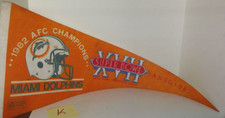 Vtg Miami Dolphins 1982 AFC Champions Rose Bowl  NFL Logo Pennant 11.25x29.25