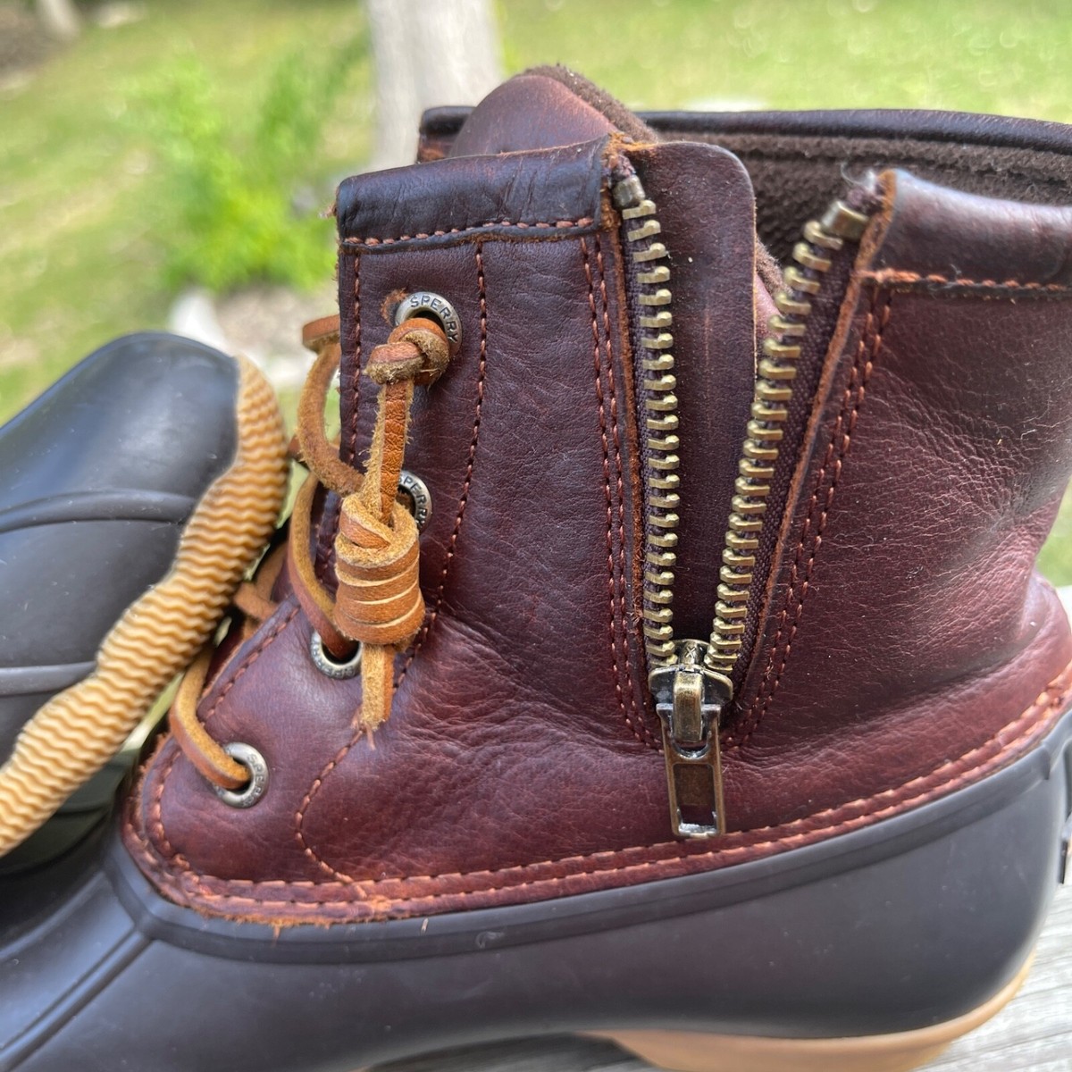 Womens SPERRY SALTWATER Duck Boots Shoes - Size 7 Tan/Dk Brown | eBay