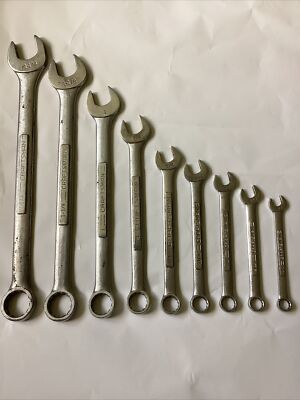 9 pc Craftsman Combination Wrench Set- V, VV 12 pt SAE  1/2  to 1-1/4'' Made USA
