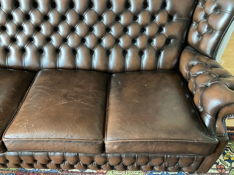 Vintage Style Chesterfield Three Seater Sofa bed Available Leather Brown eBay