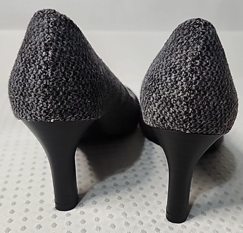 Zapato de salón Life Stride Velocity para mujer 6M tela de tweed negro blanco tacón de 3 pulgadas Foto 4 de 4