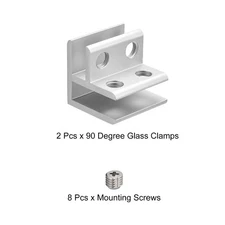 90 Degree Glass Clamp, 2pcs for 6-10mm Aluminum Alloy Double Side Glass Holder