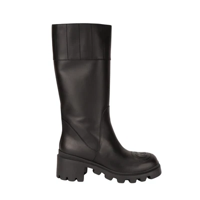 Gucci Bottes hautes Lifford Interlocking G Cuir Noir Femme T 41 Size EU 40 - Photo 1/4