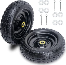 10 Inch Solid Rubber Tires(2-Pack), 4.10/3.50-4 Tire and Wheel Flat Free