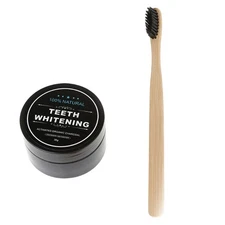 Natural Teeth Whitening Powder with Bamboo Toothbrush Activated Charcoal