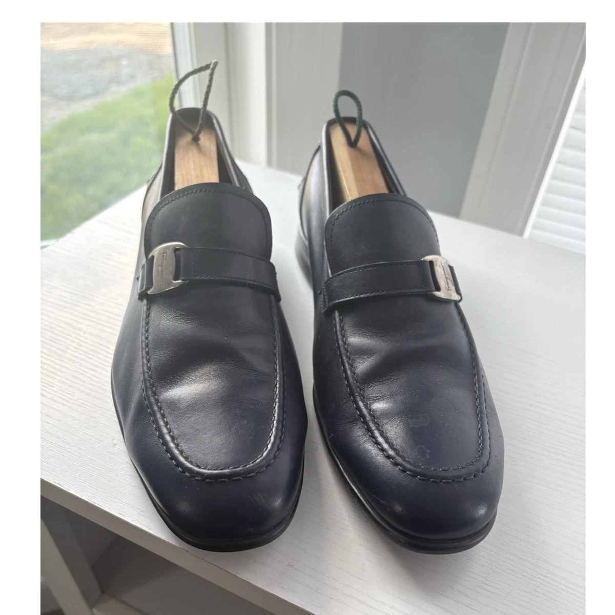 NEW SALVATORE FERRAGAMO men\'s plain toe shoes in blue- black Tramezza plain toe Oxford - Men | Ferragamo main image 3
