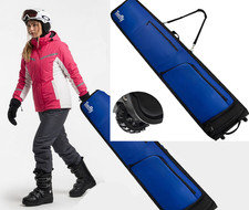 Wheeled Ski Bag for Air Travel, Padded Waterproof Ski Gear Bag Fits 2 175 Blue
