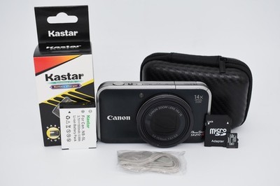 Canon PowerShot SX210 IS Compact Digital Camera Black Bundle - Tested Working