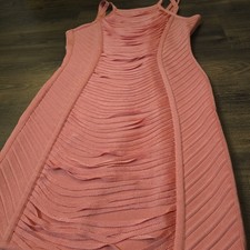 Stretta Bandage Bodycon Mini Dress M Pink Salmon Peach Party Club Coquette 