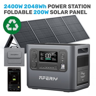 AFERIY P210 2400W 2048Wh Tragbare Powerstation Lithium LiFePO4 +200W Solar Panel