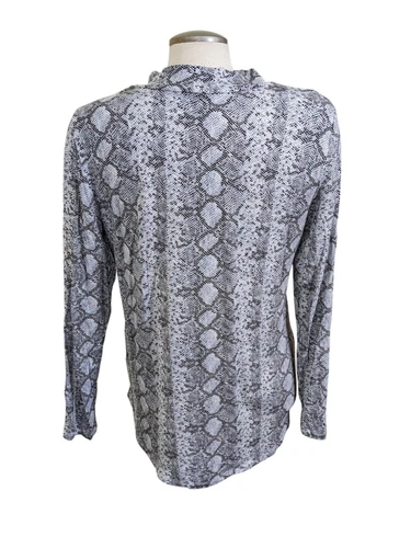 Maurices Womens Long Sleeve Top Size L White Gray Snakeskin Mock Neck Stretch - Picture 4 of 6
