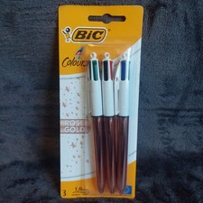 Bic 4 Multi Colour Rose Gold Ballpoint Pens 3 Pack Biro Pen Brand New Sealed
