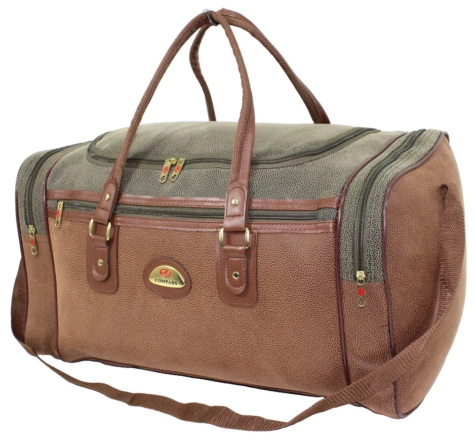54cm Faux Leather Suede Holdall Luggage Weekend Duffel Cabin Travel Case Bag Gym - Image 3 of 4