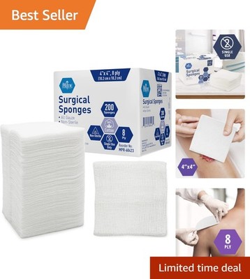 200 Pack Surgical Gauze Pads 4x4 Inches Non-Adherent Wound Dressings