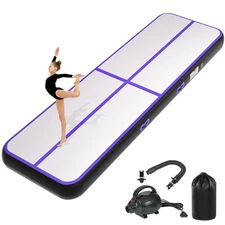 Inflatable Air Gymnastics Tumbling Mat 10ft Purple Black, Air Tumble Track Ma...
