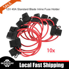 12 Gauge 10Pack In-line ATC/ATO Fuse Holder 40 AMP Blade Fuse Holder Cover 12V