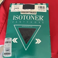 2 Pair 1988 Isotoner Control Top Sandalfoot Silky Sheer Black Tie Size 1  Nylons
