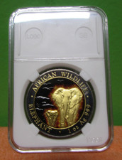 2015 Somali Republic 1 Oz Silver Ruthenium Burning Elephant African Wildlife