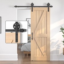 6FT Sliding Barn Door KIT. Heavy Duty Single Wood Door Track .Big Wheel Design