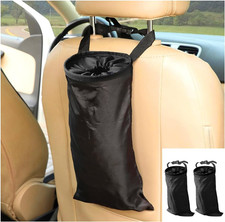 2pcs Car Trash Bag Auto Portable Trash Can Universal Hanging Car Garbage Bag W