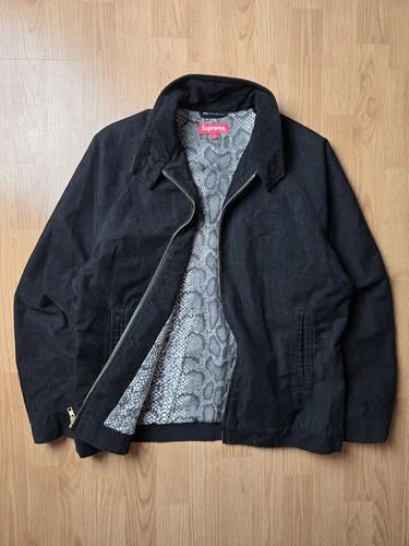 RARE Veste Harrington Supreme velours côtelé doublé peau de serpent, taille M, noir,...