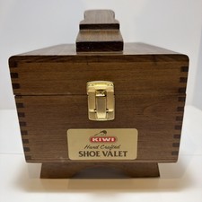 KIWI Hand Crafted Shoe Valet Wood Box Kit w/ Shoe Polish, Brushes, Milk Cleaner