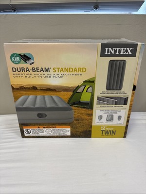 Intex 12'' Twin Dura-Beam Prestige Air Mattress w/ Built-In USB Pump