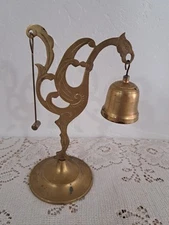 Vtg Brass Dragon Bird Gold Tone Dinner Bell Chime Chinese Asian Etched Tabletop