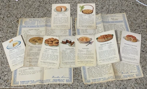 Vintage 9 Recipe Cards 2 Papers The Peoples Gas Light & Coke Co. Chicago IL