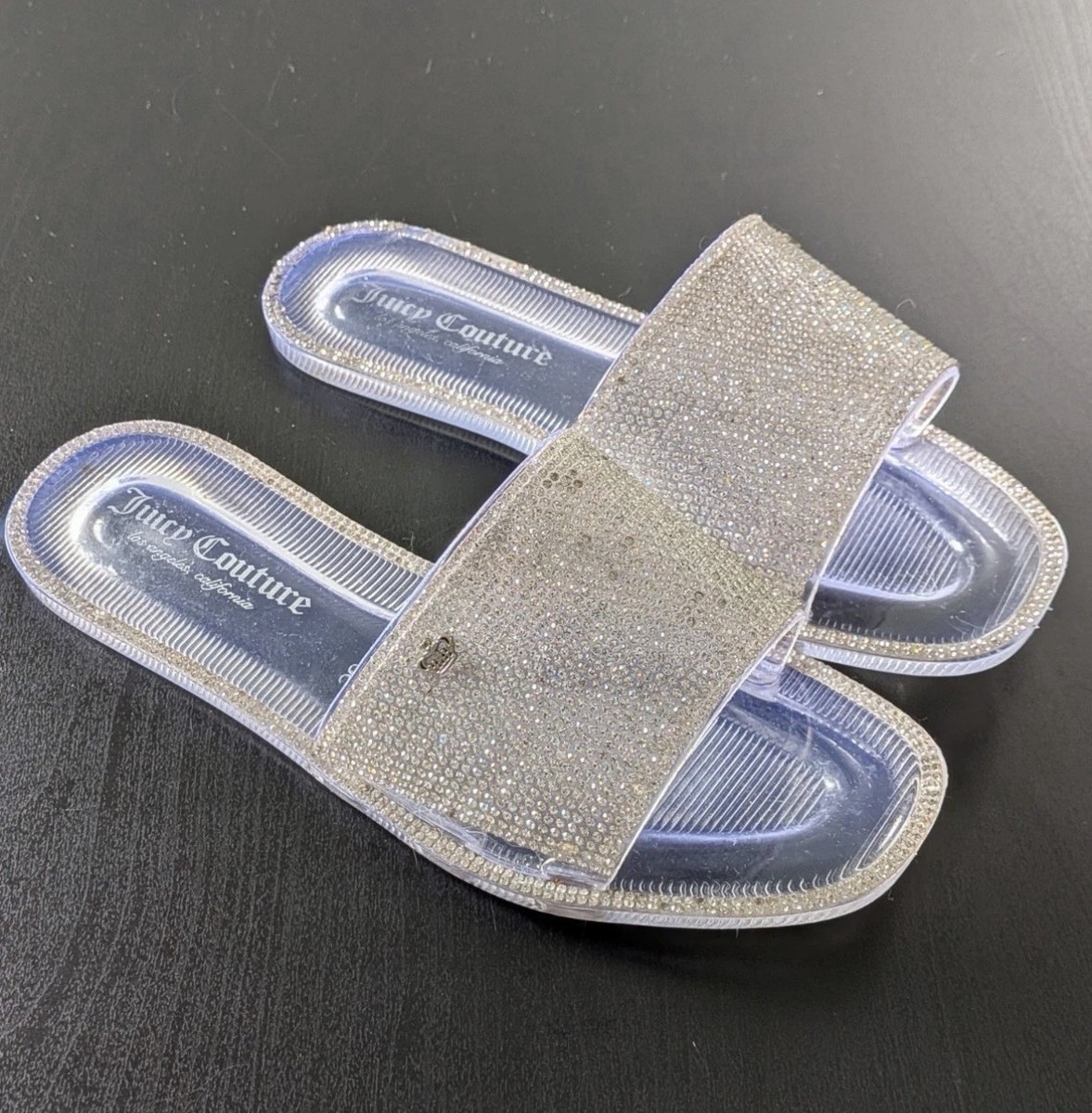 Juicy Couture Clear Sandals Slides Rhinestones Jelly Shoes  display picture 3