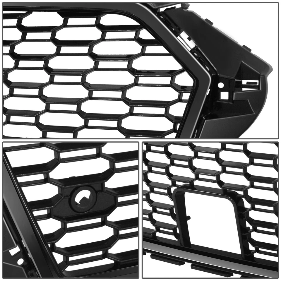 Rejilla delantera estilo RS3 negro brillante Fit 17-20 Audi A3 8V S3 con ACC y orificios de sensor Foto 3 de 4