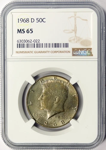 1968-D Kennedy Silver Half Dollar 50c NGC MS65 Toned Obverse