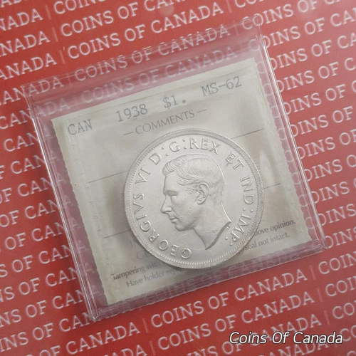 1938 Canada $1 Silver Dollar - ICCS MS 62 #coinsofcanada